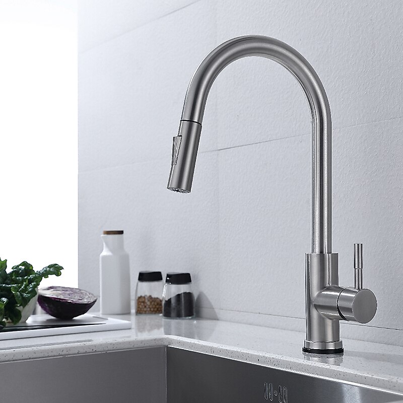 Touchless Sensor Kitchen Sink Faucet Stainless Steel with Pull Out Sprayer Touch On Single Handle Kitchen Vessel Tap with Pull Down 2 Modes Spray Fingerprint Resistant Brushed Nickel Deck Mounted 2025 - CAD $151.99 –P5