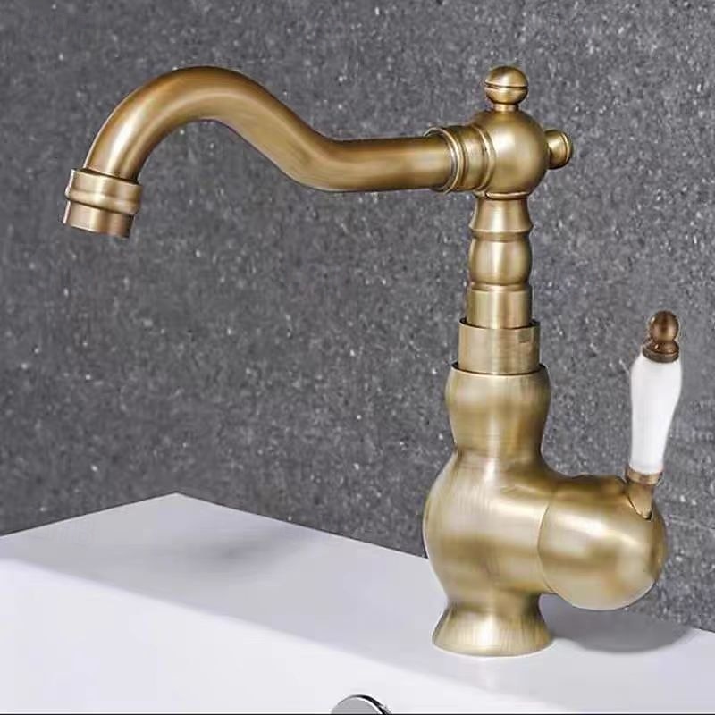 Mono Bathroom Sink Mixer Faucet Brass, Deck Mounted Single Lever Basin Taps Ceramic Handle Tap, One Hole Cold and Hot Hose Vessel Faucets 2025 - CAD $79.99 –P13