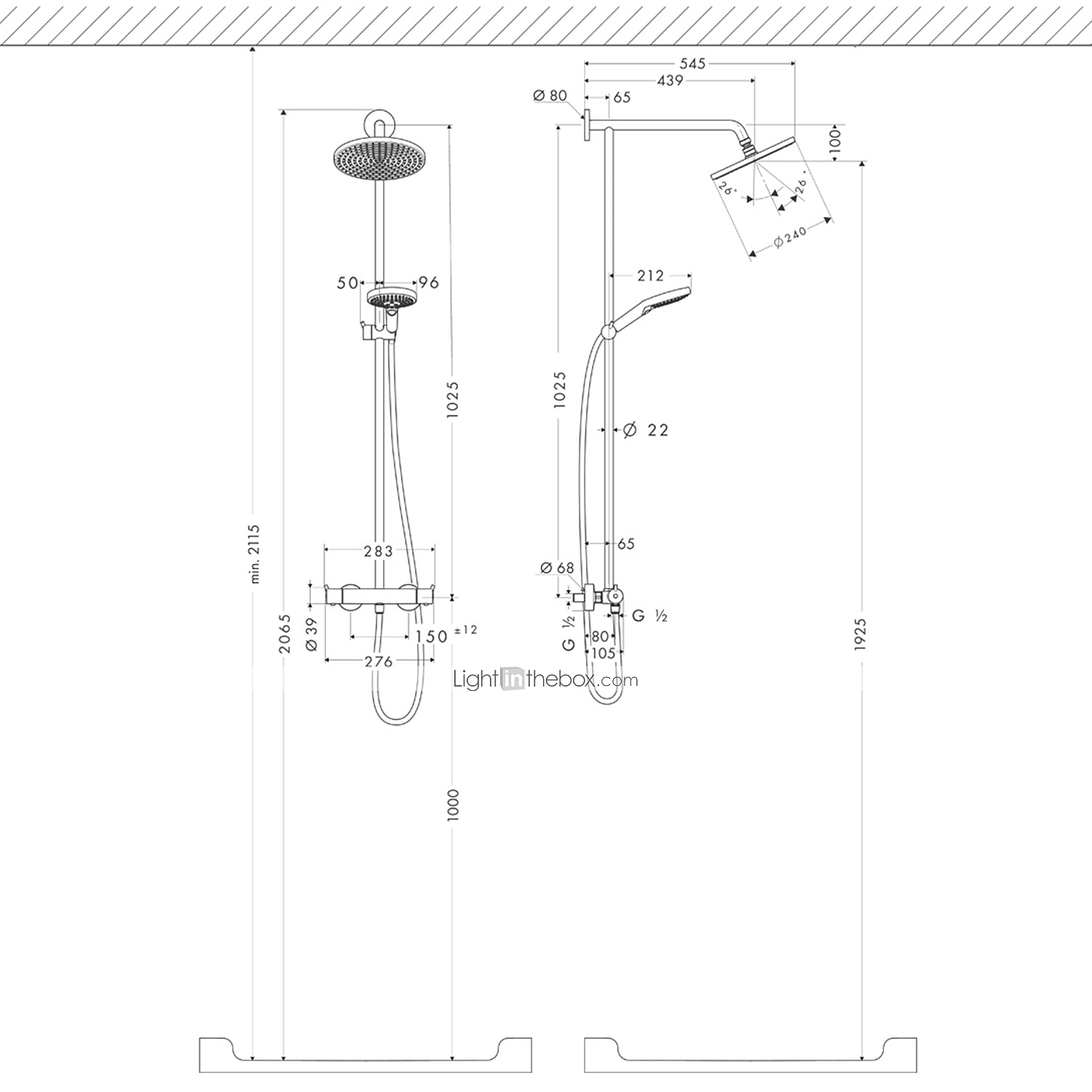 Shower System SetBrass Mount Outside Rainfall  Pullout Multi Spray and Rainfall Shower Bath Shower Mixer Taps included Bodysprays and Hot/Cold Water Switch 2025 - CAD $303.99 –P1