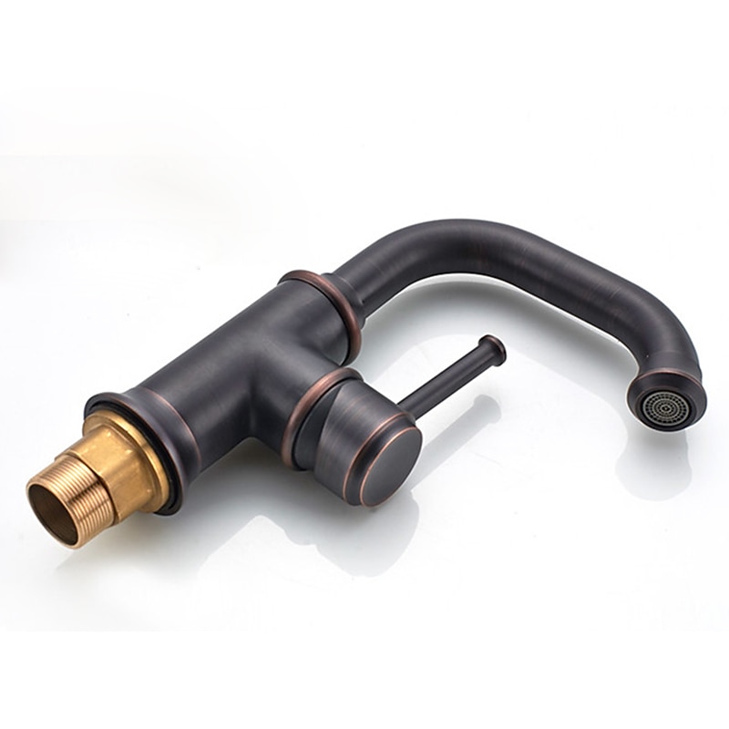Bathroom Sink Mixer Faucet Vintage Deck Mounted, 360 Swivel Rotatable Single Handle One Hole Monobloc Washroom Basin Taps with Hot and Cold Water Hose Antique Brass ORB 2025 - CAD $111.99 –P9