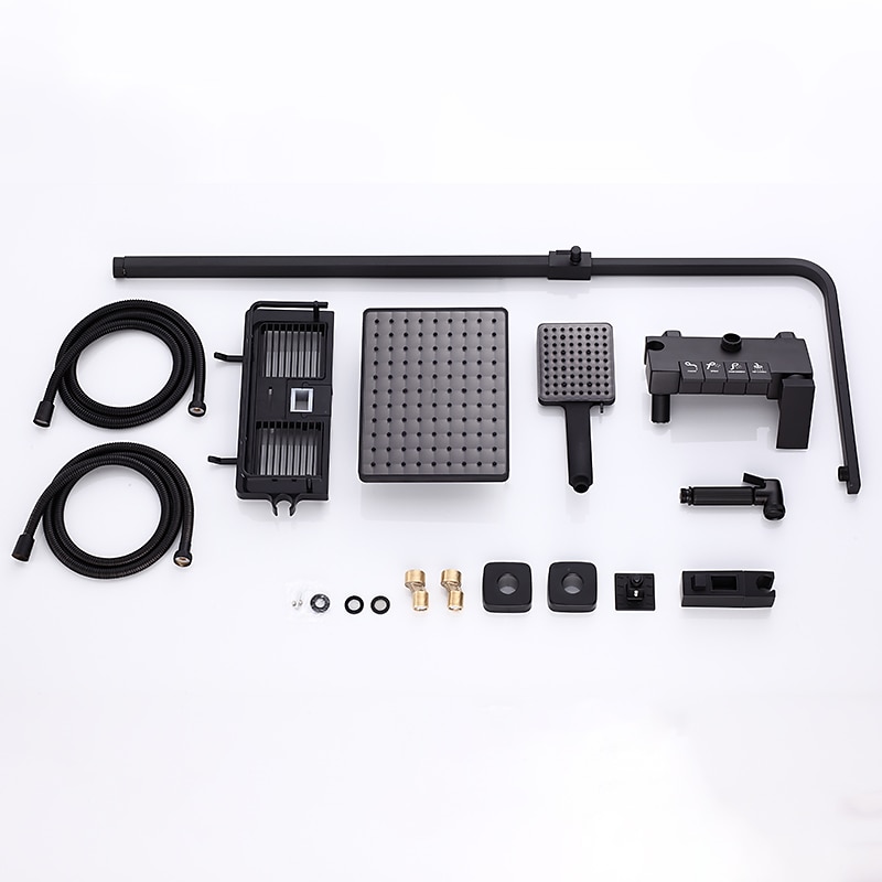 Shower System Faucet Set Wall Mounted 9 inch Rainfall Shower Head Handshower Handheld Sprayer with Holder Electroplated / Painted Finishes Mount Inside Ceramic Valve Bath Shower 2025 - CAD $328.99 –P2