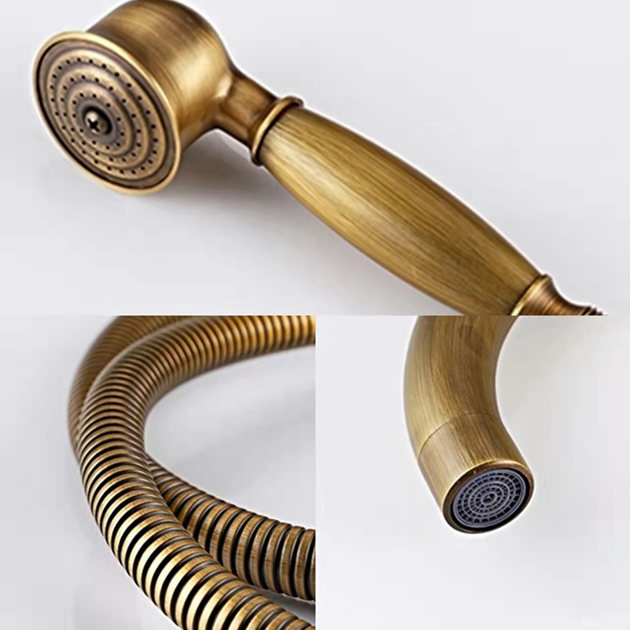 Vintage Bathtub Faucet Floor Mount Bath Tub Filler Mixer Tap Freestanding with Heldhand Showerhand 360 Swivel High Arc Spout Standing Shower Faucet 2025 - CAD $318.99 –P10