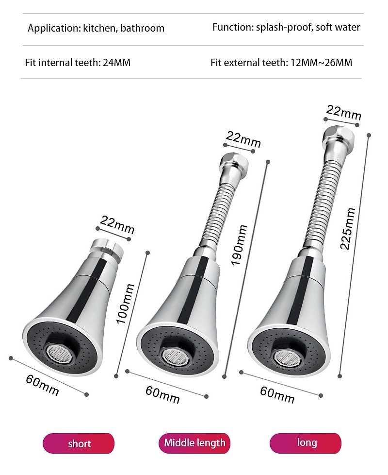 Universal Kitchen Water Faucet Adjustable Pressure 360 Degree Rotating Water Tap Head Water Saving Shower Faucet Nozzle Adapter 2025 - CAD $7.99 –P4