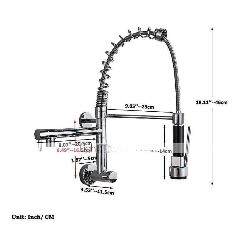 Kitchen Faucet Sink Pull Out Only Cold Water 360 Swivel Spout Wall Mounted Brass Pull Down Kitchen Vessel Taps Chrome 2025 - CAD $175.99 –P1