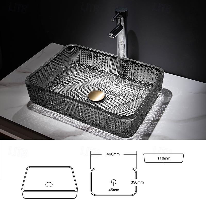 Vessel Sink for Bathroom Modern Rectangular Bathroom Vanity Sinks Above Counter Glass Countertop Basin sink 2025 - CAD $478.99 –P5