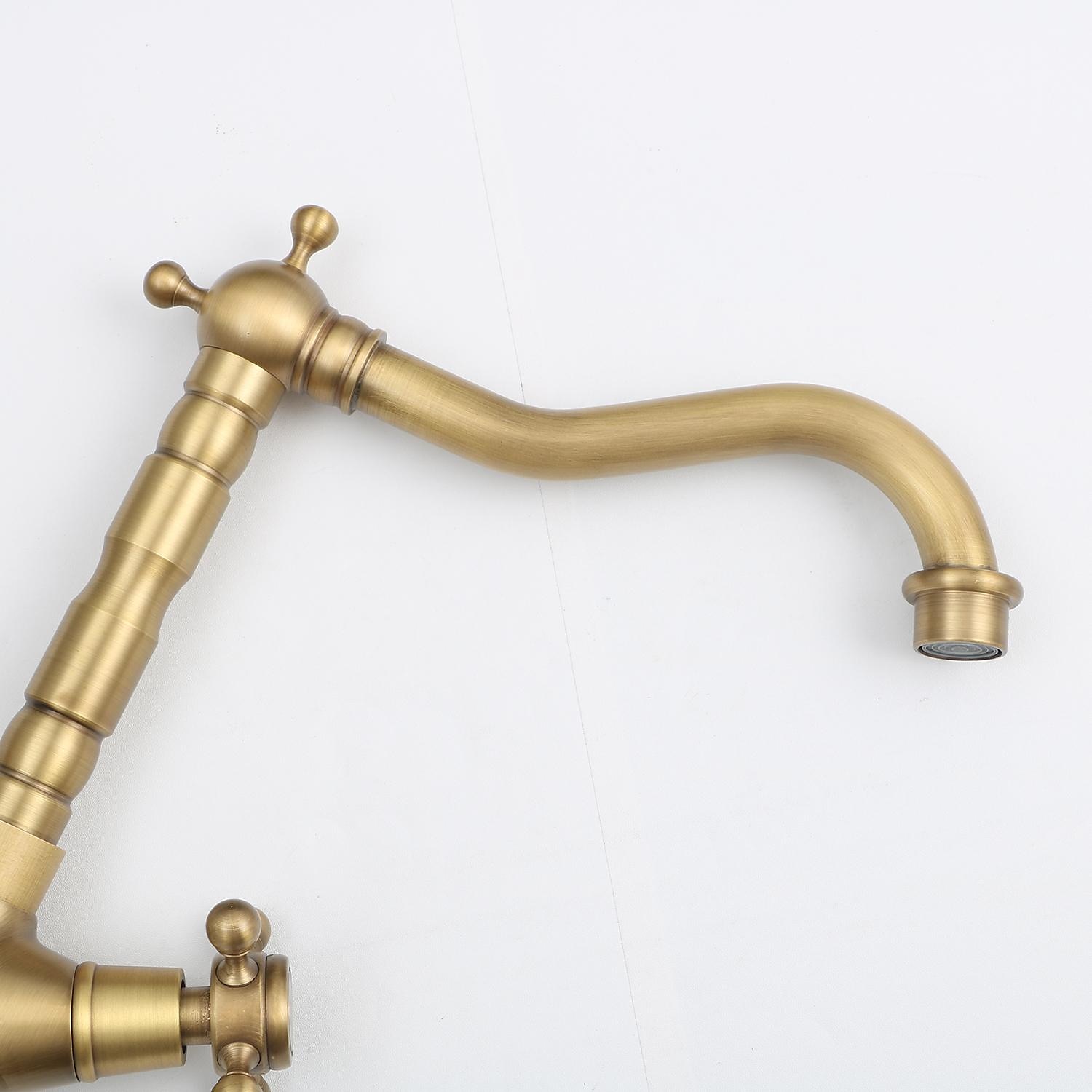 Single Handle Kitchen Faucet Antique Brass One Hole Rotatable Standard Spout/Tall/High Arc Brass Antique/COD Kitchen Faucet with Supply Lines / Adjustable to Cold and Hot Water 2025 - CAD $79.99 –P5