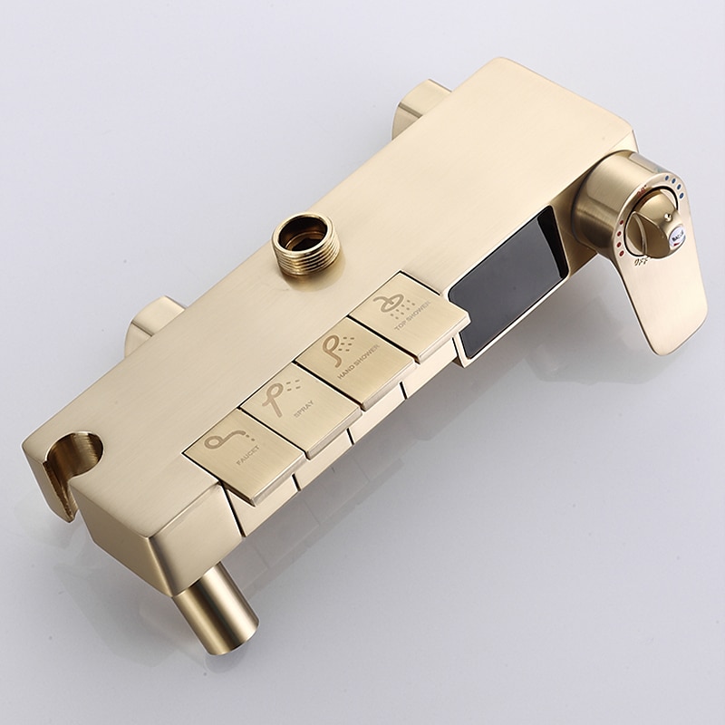 Shower FaucetShower System Rainfall Shower Head System Thermostatic Mixer valve Set - Handshower Included pullout Rainfall Shower Antique Country Nickel Brushed Mount Inside Ceramic Valve 2025 - CAD $717.99 –P3