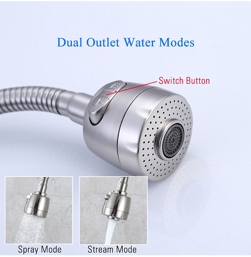 304 Stainless Steel Cold and Hot Water Kitchen Faucet Kitchen Mixers Kitchen Sink Tap 360 Degree Swivel Flexible Hose Basin Faucet 2025 - CAD $59.99 –P9