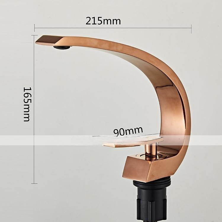 Brass Bathroom Sink Faucet Rose Gold Bend Shape Centerset Single Handle One Hole Faucet Set with Cold and Hot Water 2025 - CAD $111.99 –P1