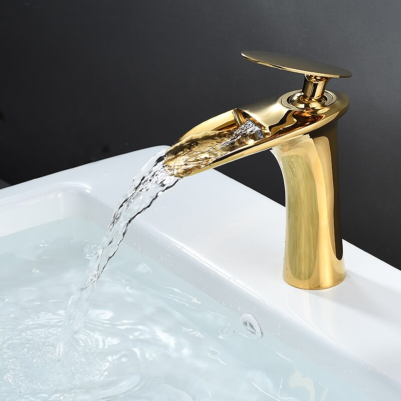 Bathroom Sink Faucet - Waterfall Electroplated / Painted Finishes Centerset Single Handle One HoleBath Taps 2025 - CAD $103.99 –P5