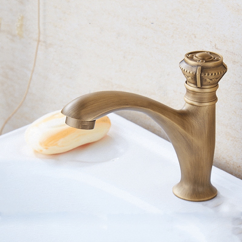 Vintage Bathroom Sink Faucet Cold Water Only, Monobloc Washroom Basin Taps Single Handle One Hole Deck Mounted Retro Antique Style 2025 - CAD $60.99 –P3