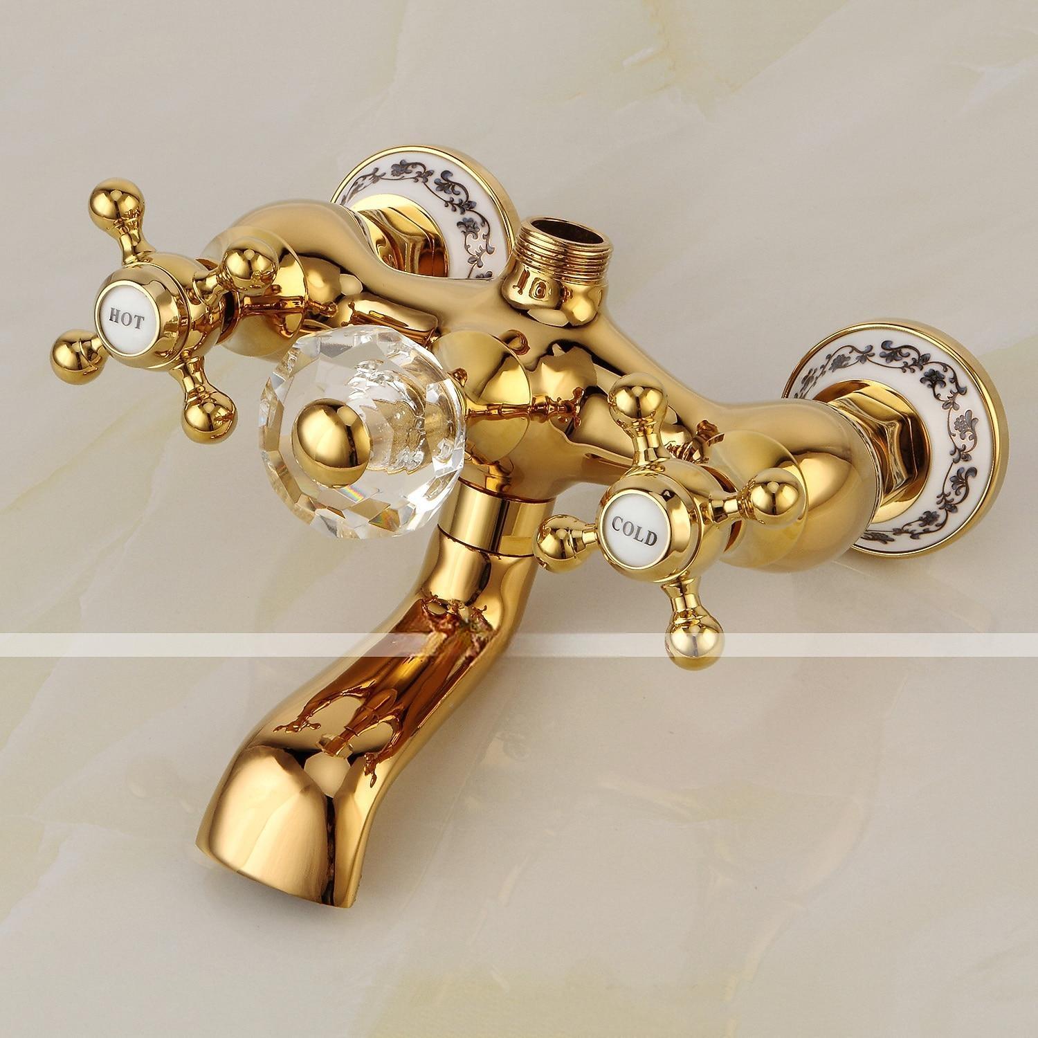 Bathtub Faucet Mixer Tap Telephone Style Luxury Golden Polish With Sprayer Hand Shower Rotate Spout tub Hot and Cold Water 2025 - CAD $239.99 –P9