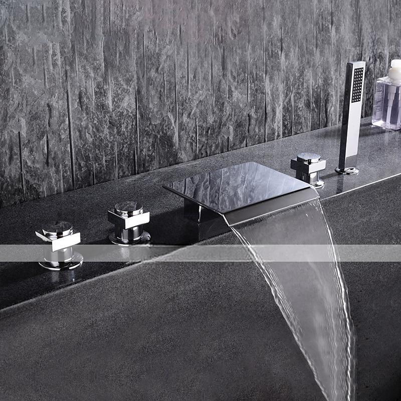Bathtub Faucet - Contemporary Electroplated Roman Tub Ceramic Valve Bath Shower Mixer Taps 2025 - CAD $366.99 –P9