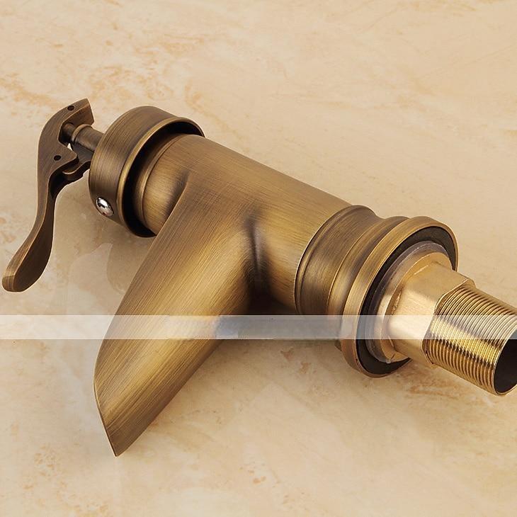 Bathroom Sink Faucet,Waterfall Antique Brass Single Handle One Hole Bath Taps with Hot and Cold Switch 2025 - CAD $87.99 –P7