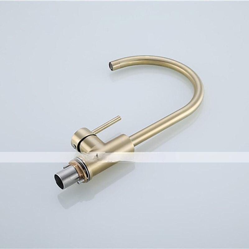 Kitchen Sink Mixer Faucet Brushed Gold Deck Mounted  360 Swivel Single Handle Vessel Kitchen Brass Taps with Cold and Hot Water Hose 2025 - CAD $79.99 –P6