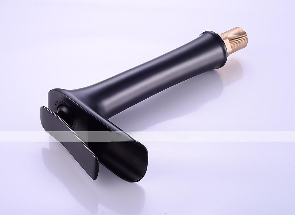 Brass Faucet Set,Waterfall Black Oxide Finish Deck Mounted Single Handle One Hole Bath Taps with Hot and Cold Switch 2025 - CAD $143.99 –P6