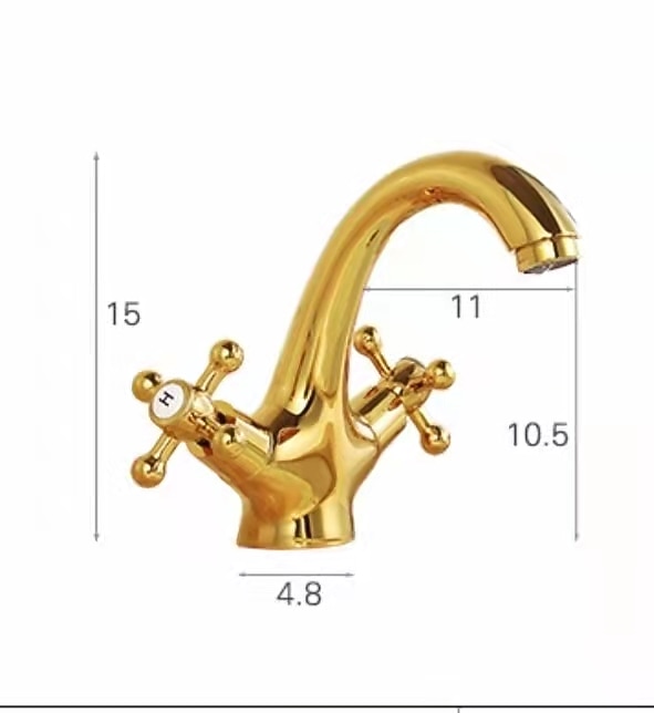 Antique Brass Bathroom Sink Faucet,Centerset  Two Handles One Hole Bath Taps with Hot and Cold Switch and Ceramic Valve 2025 - CAD $87.99 –P1