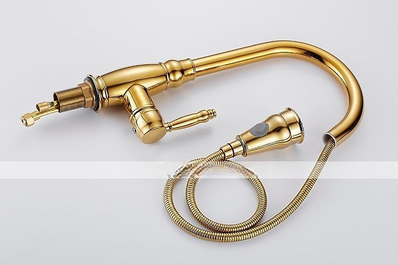 Kitchen Faucet Contemporary Retro Style Ti-PVD Pull-out/Pull-down Vessel/Brass/Single Handle One Hole 2025 - CAD $191.99 –P8