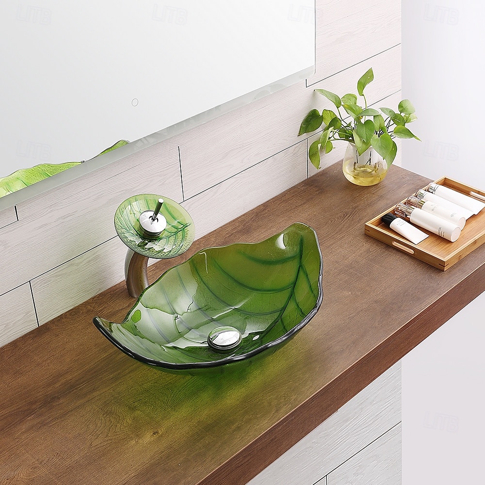 Vessel Sink for Bathroom Modern Leaf Style Bathroom Vanity Sinks Above Counter Countertop Basin sink 2025 - CAD $558.99 –P8