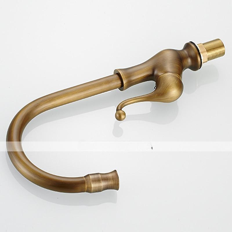 Traditional Kitchen Sink Mixer Taps Deck Mounted Brass Vintage Retro Kitchen Faucet Single Handle Standard Spout Vessel Tap 2025 - CAD $71.99 –P4