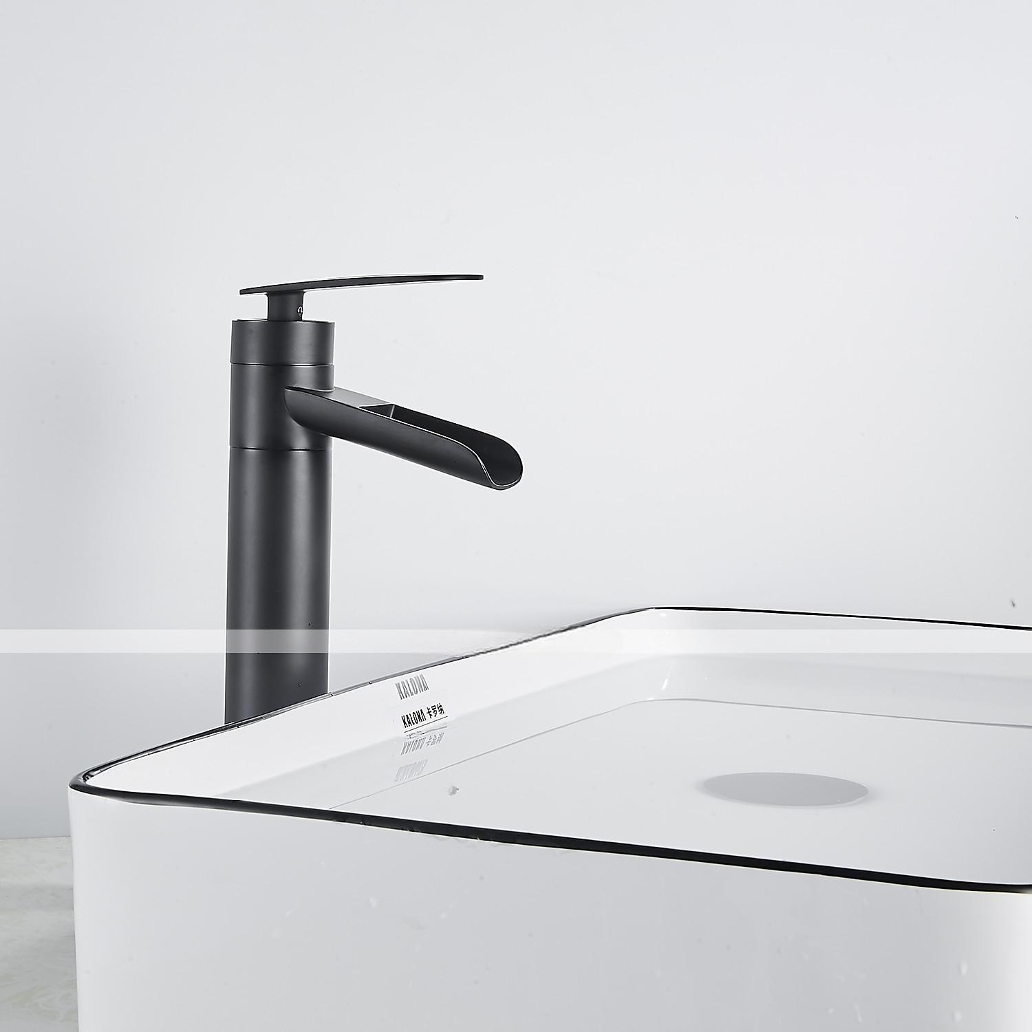 Waterfall Bathroom Sink Mixer Faucet Tall, Antique Brass Single Handle Basin Taps with Cold and Hot Hose 2025 - CAD $111.99 –P11