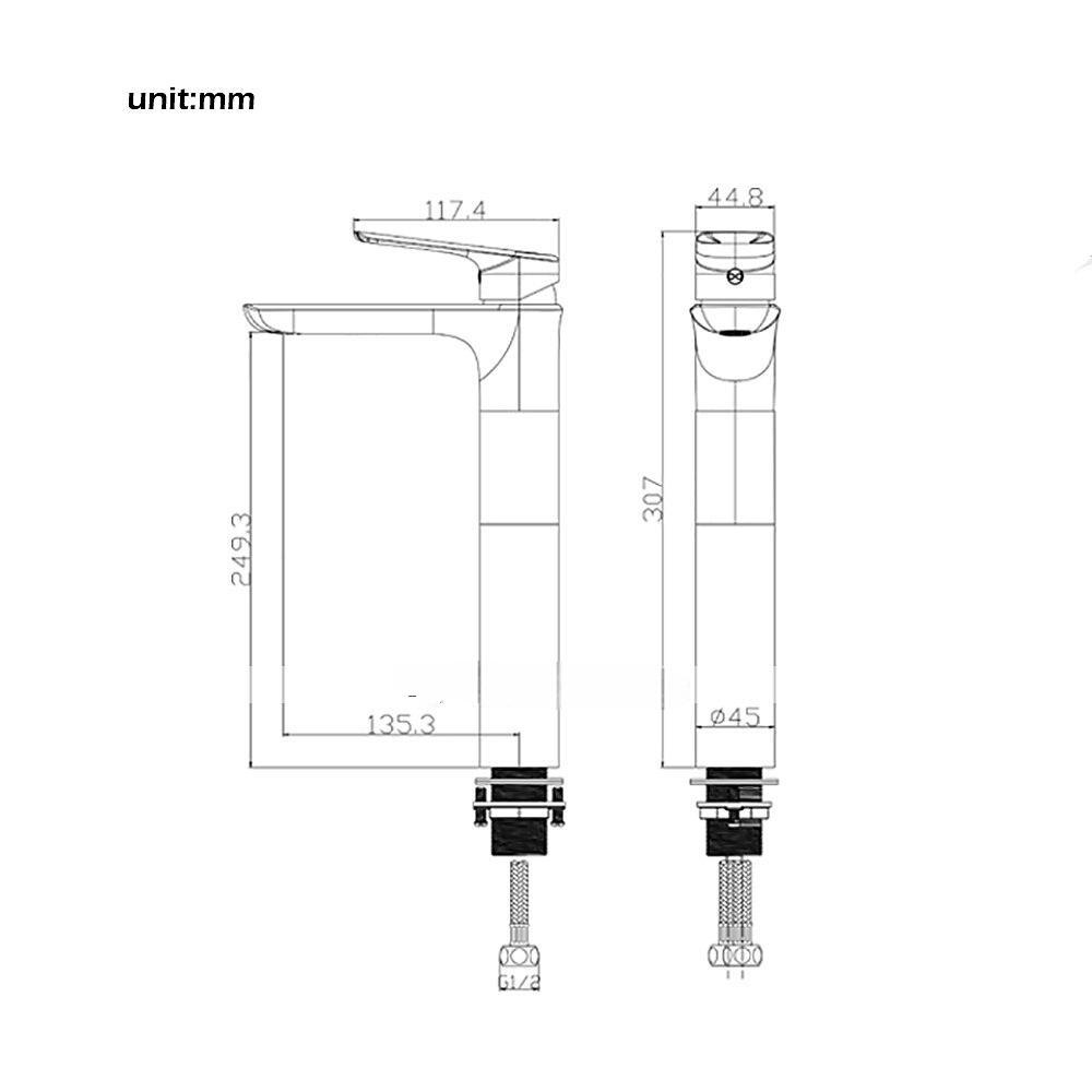 Rose Gold Brass Bathroom Sink Mixer Faucet Tall, Single Handle Basin Taps with Cold and Hot Hose 2025 - CAD $143.99 –P4