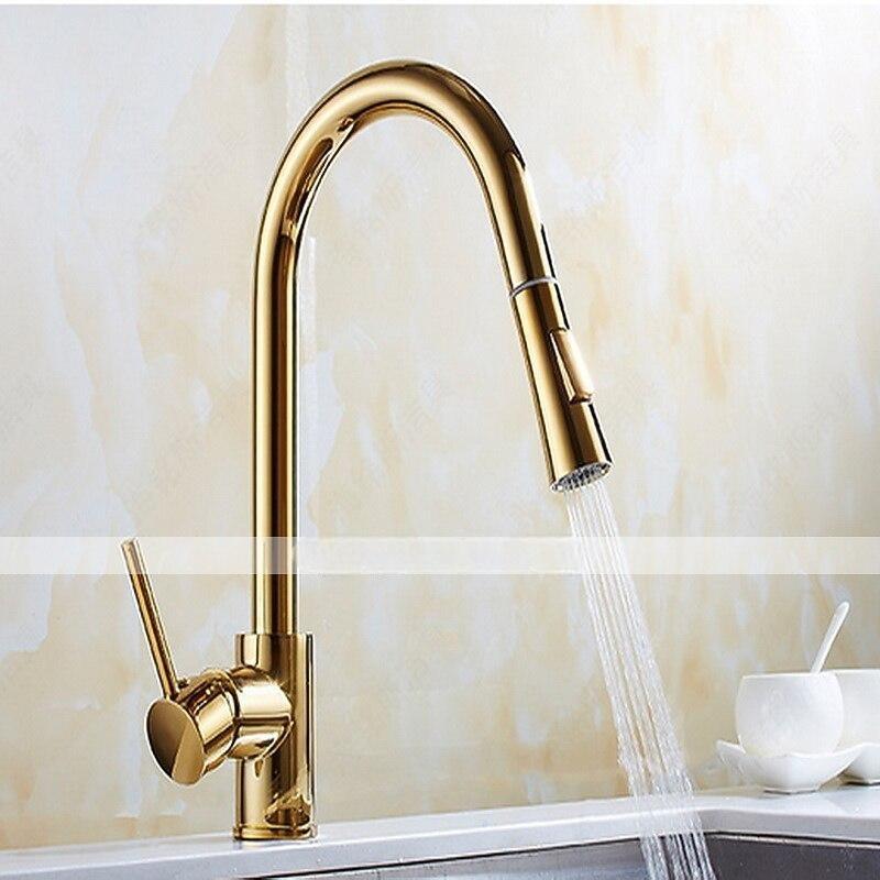 Kitchen Faucet - Single Handle One Hole Electroplated Pull-Out / ­Pull-Down / Tall / ­High Arc Free Standing Ordinary Kitchen Taps 2025 - CAD $127.99 –P4