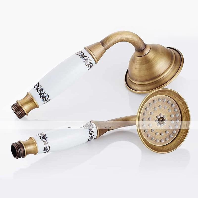 Shower Faucet Set - Rainfall Shower Vintage Style Antique Brass Mount Outside Ceramic Valve Bath Shower Mixer Taps 2025 - CAD $199.99 –P6