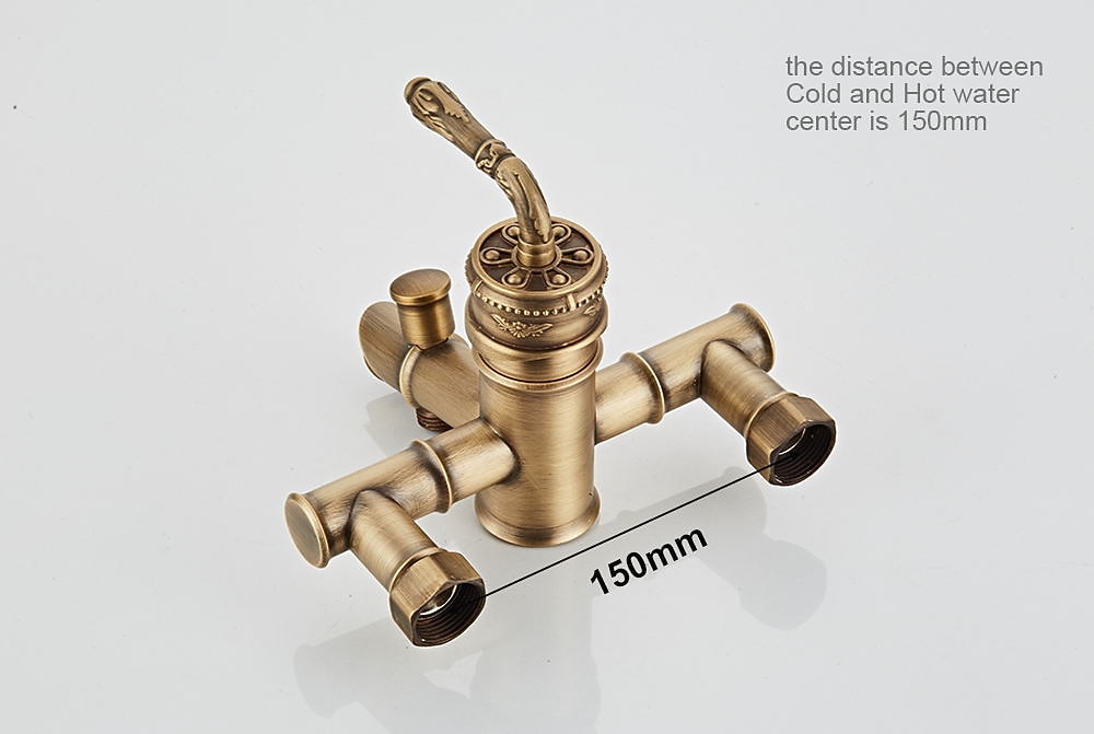 Shower Faucet Set Wall Mounted Vintage Brass Shower System Handheld Sprayer with Tub Spout Cold and Hot Hose 2025 - CAD $127.99 –P3