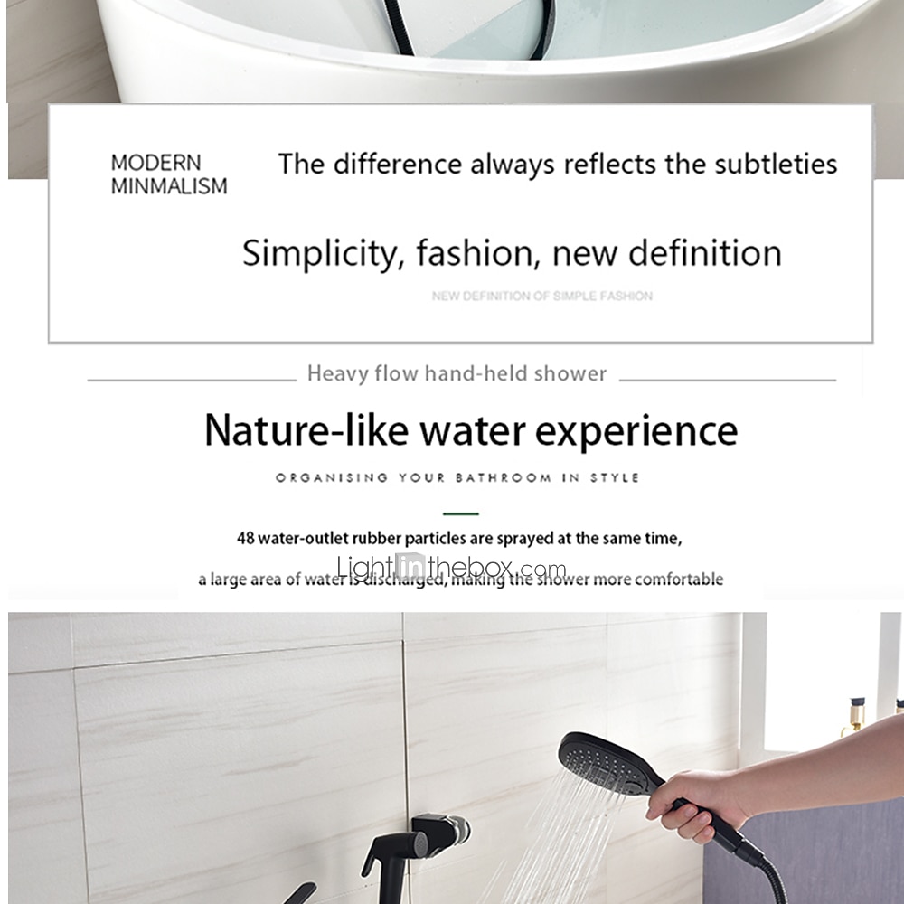 Bathtub Faucet Wall Mounted Black 3 Spout Bathroom Faucet Bath Roman Tub Filler Mixer Tap Brass with 2 Sprayer Bidet Sprayer 2025 - CAD $135.99 –P9