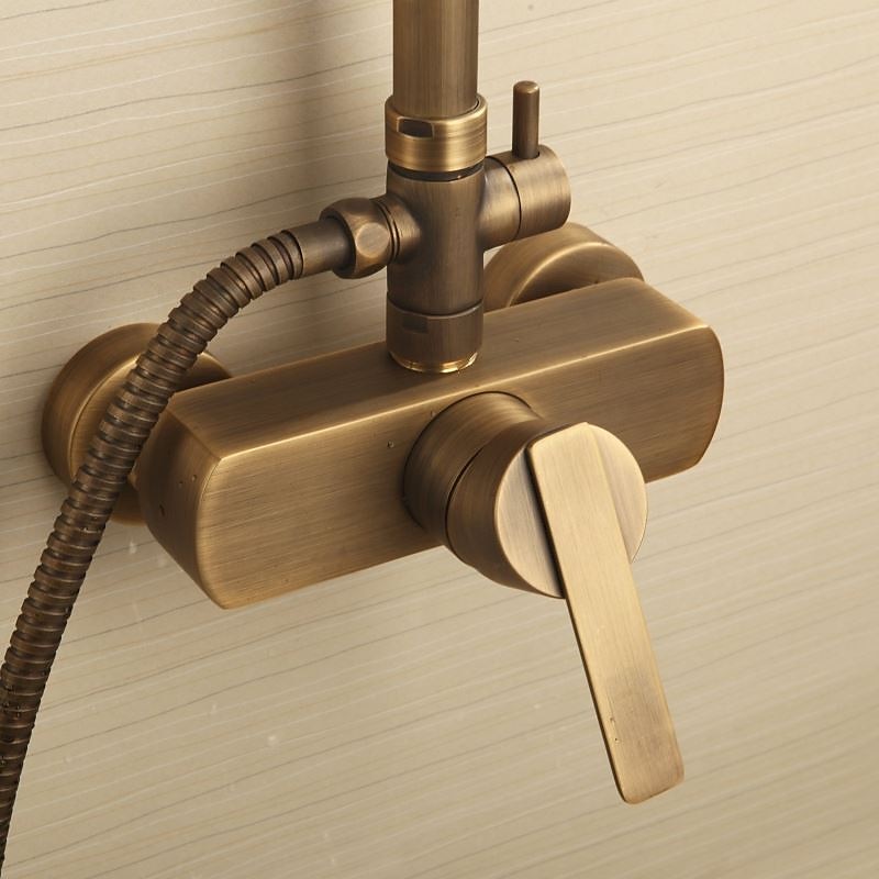 Shower FaucetShower System SetBrass Single Handle Three Holes Rainfall Wall Mounted Shower System Ceramic Valve Bath Shower Mixer Taps with Hot and Cold Water Switch 2025 - CAD $303.99 –P9