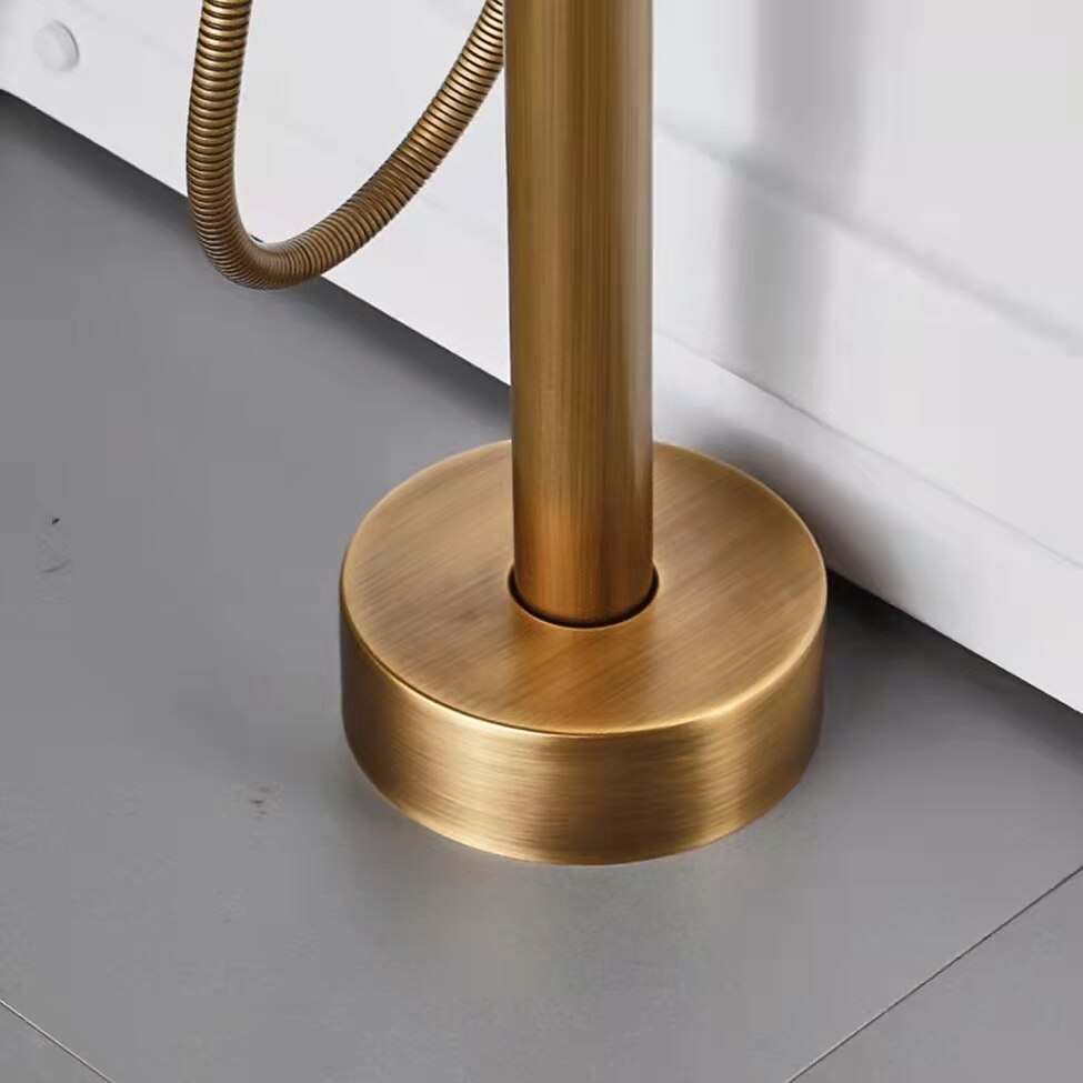Vintage Bathtub Faucet Floor Mount Bath Tub Filler Mixer Tap Freestanding with Heldhand Showerhand 360 Swivel High Arc Spout Standing Shower Faucet 2025 - CAD $318.99 –P7