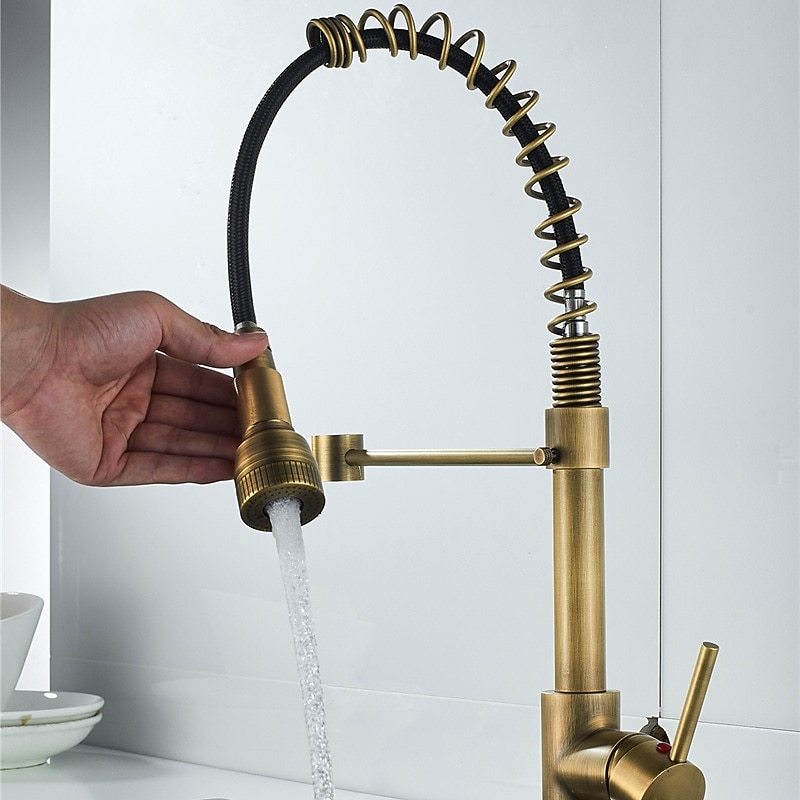 Kitchen FaucetBrass Pull-out/Pull-down Rotatable Single Handle One Hole Multi-function Water Mode Brass Kitchen Taps with Soap Dispenser 2025 - CAD $143.99 –P6