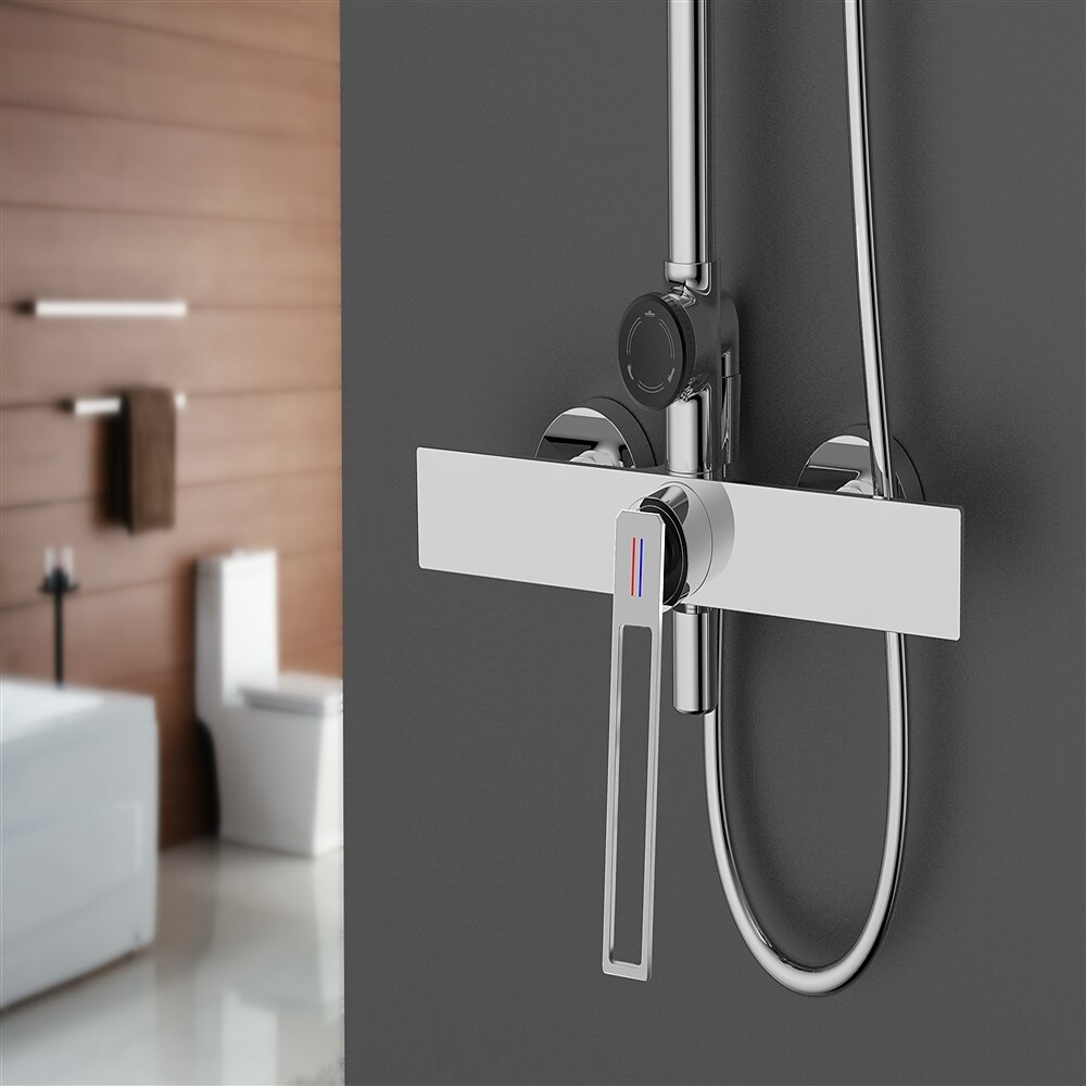 Shower FaucetShower System Set - Handshower Included Contemporary Chrome / Electroplated / Painted Finishes Mount Outside Ceramic Valve Bath Shower Mixer Taps 2025 - CAD $366.99 –P4