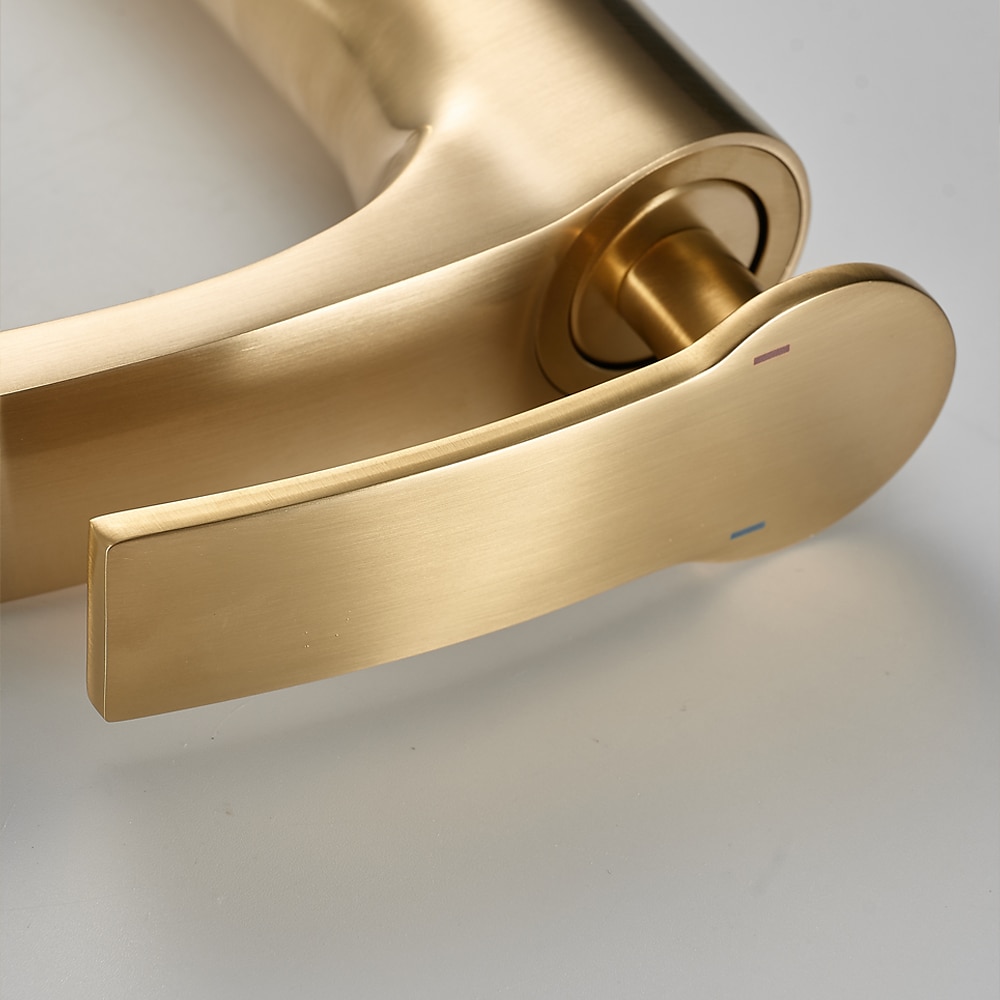 Bathroom Waterfall Sink Faucet, Basin Mixer Taps Tall Short Brass, Deck Mounted Single Handle One Hole Tap with Hot and Cold Hose Vessel Water Tap Washroom 2025 - CAD $127.99 –P4