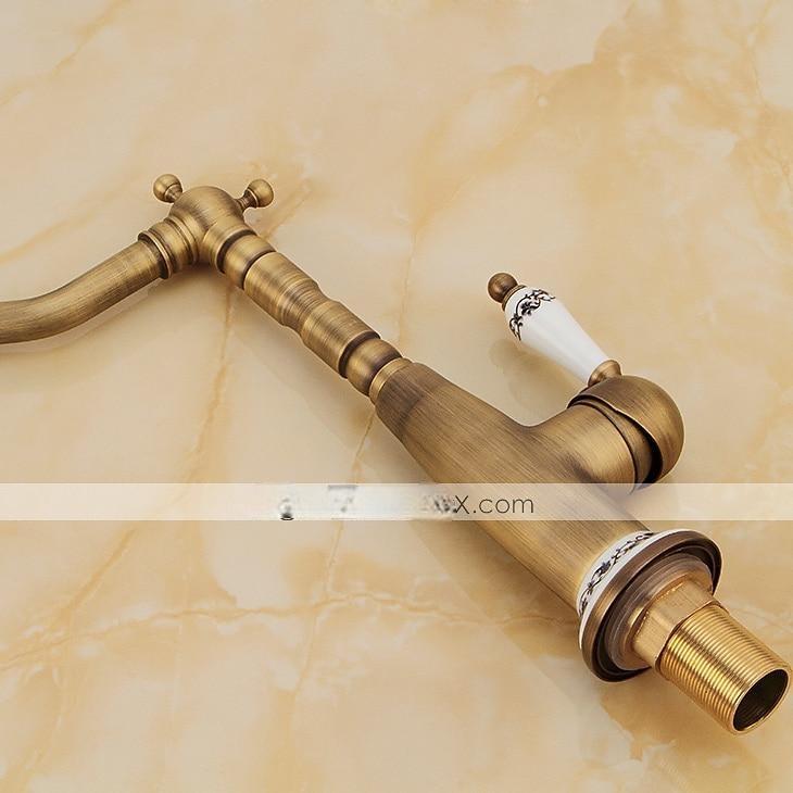 Antique Copper Kitchen FaucetGolden/Black Single Handle One Hole Electroplated Standard Spout Centerset Antique Design Kitchen Taps with Hot and Cold Water Switch 2025 - CAD $111.99 –P4