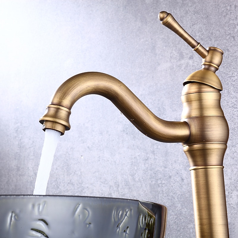 Bathroom Sink Mixer Faucet Deck Mounted, 360 Swivel Washroom Basin Taps Single Handle Rose One Hole Electroplated Faucet with Hot and Cold Water Gold/Black/Brushed Gold/Brass/Rustic Nickel 2025 - CAD $95.99 –P6