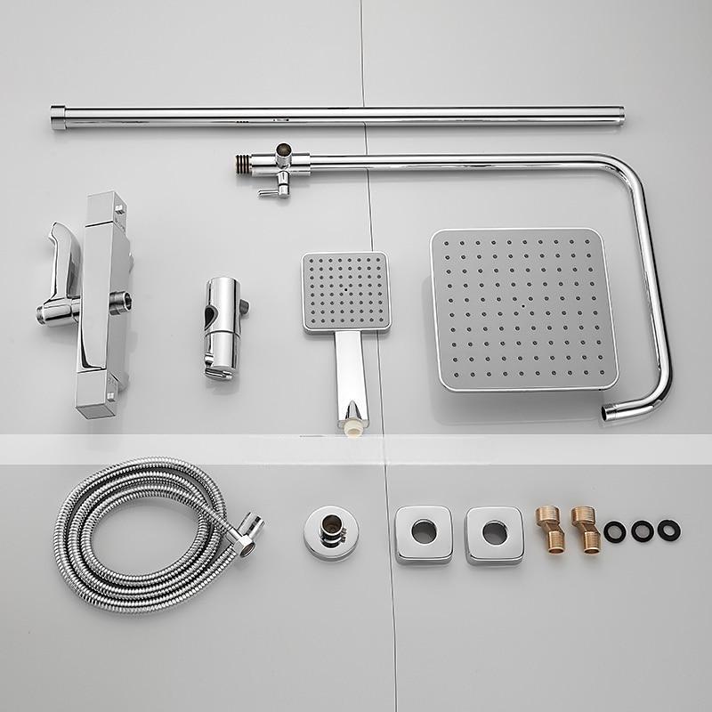 Shower FaucetRainfall Shower Head System / Thermostatic Mixer valve Set - Handshower Included pullout Rainfall Shower Contemporary Electroplated Mount Outside Ceramic Valve Bath Shower Mixer Taps 2025 - CAD $303.99 –P11
