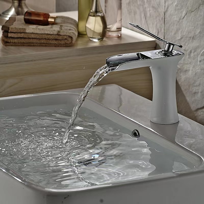 Waterfall Bathroom Sink Mixer Faucet 4.7" Spout, Mono Wash Basin Single Handle Basin Taps Washroom with Hot and Cold Hose, Monobloc Vessel Water Brass Tap Deck Mounted 2025 - CAD $87.99 –P18