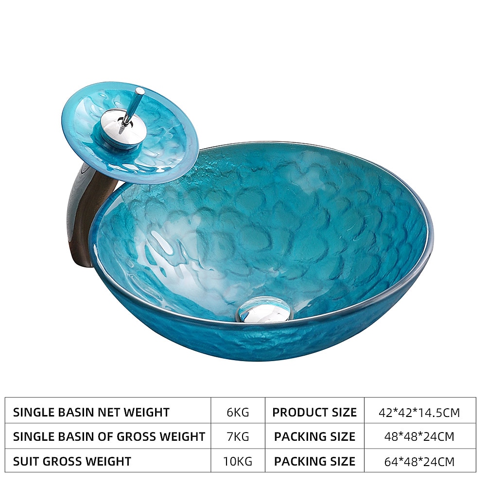 Bathroom Sink / Bathroom Faucet / Bathroom Mounting Ring Vanity Wash Basin - Tempered Glass Round Vessel Sink 2025 - CAD $311.99 –P5