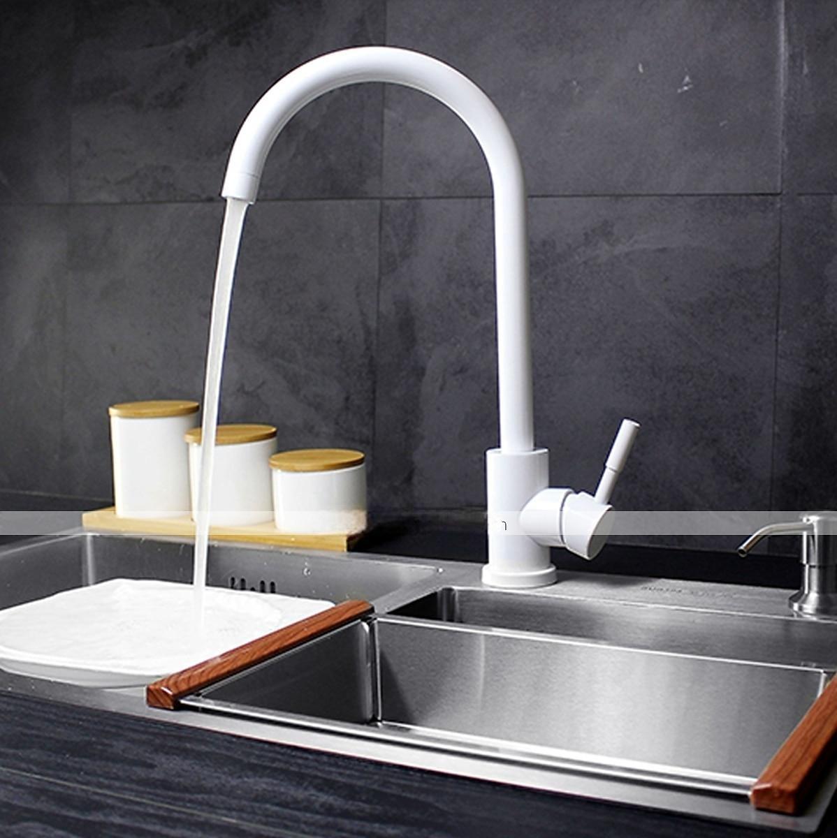 Stainless Steel Kitchen FaucetNickel Brushed Free Standing Single Handle One Hole Standard Spout High Arc 360° Rotatable Bathroom Sink Faucet with Hot and Cold Water Switch 2025 - CAD $52.99 –P2