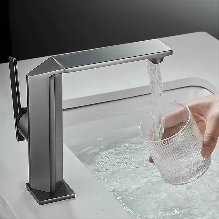 Waterfall Bathroom Sink Mixer Faucet Brass, Single Handle Washroom Basin Taps One Hole Faucets with Hot and Cold Hose, Waterfall Spout Brass Bathroom Tap Chrome Black Gold Grey 2025 - CAD $111.99 –P17