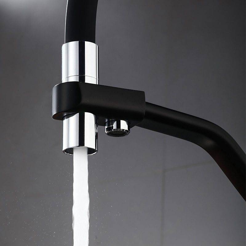 Kitchen Faucet Pull Down Spray Head Purified Water Dual Spout Taps Sink Mixer Deck Mounted  360 Rotating Twin Handle High Arc Flexible Tube Vessel Brass Tap 2025 - CAD $159.99 –P7