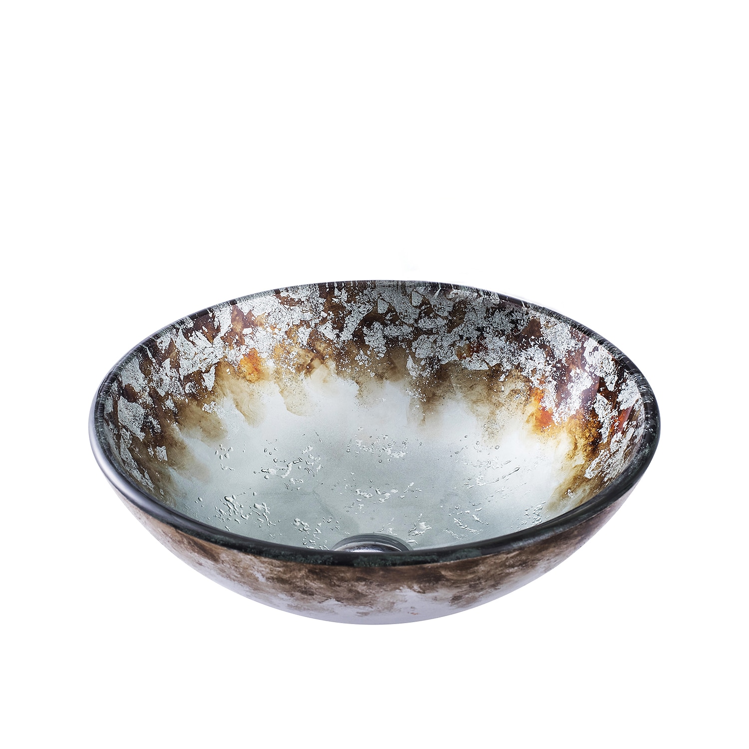 Round Bathroom Sink Set 16.5" X 5.7" Artistic Vanity Sink Bowl Golden Pattern Tempered Glass Finish Art Basin Above Counter Sink Brass Vessel Sink 2025 - CAD $303.99 –P3
