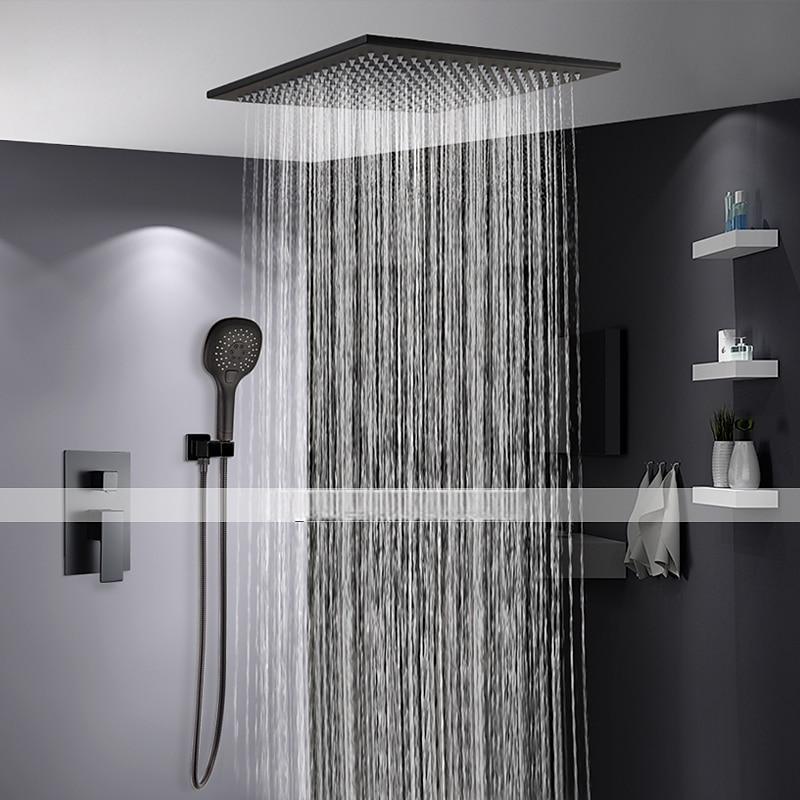 Bathroom Ceiling Mounted Shower Faucet Set High Flow Rain Shower Concealed Shower System with Multi Function Handheld Shower Hot and Cold Water Switch Included 2025 - CAD $398.99 –P11