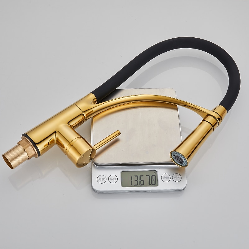 Kitchen Faucet Pull Down Sink Mixer Taps 360 Swivel Flexible Tube Pipe Brass Taps Single Handle with Hot and Cold Water Hose 2025 - CAD $143.99 –P2