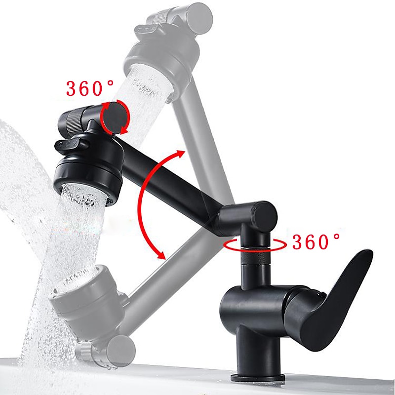 Bathroom Sink Faucet,Brass 360 Degree Rotating Liftable 3-Type Outlet Multi-Function Single Handle One Hole Bath Taps(Matte Black/Chrome) 2025 - CAD $111.99 –P5