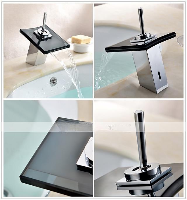 Bathroom SInk Faucet,Glass Outlet Faucet Waterfall Bathroom Faucet with Hose Single Handle Single Hole Sink Sink Faucet Ceramic Valve 2025 - CAD $79.99 –P2