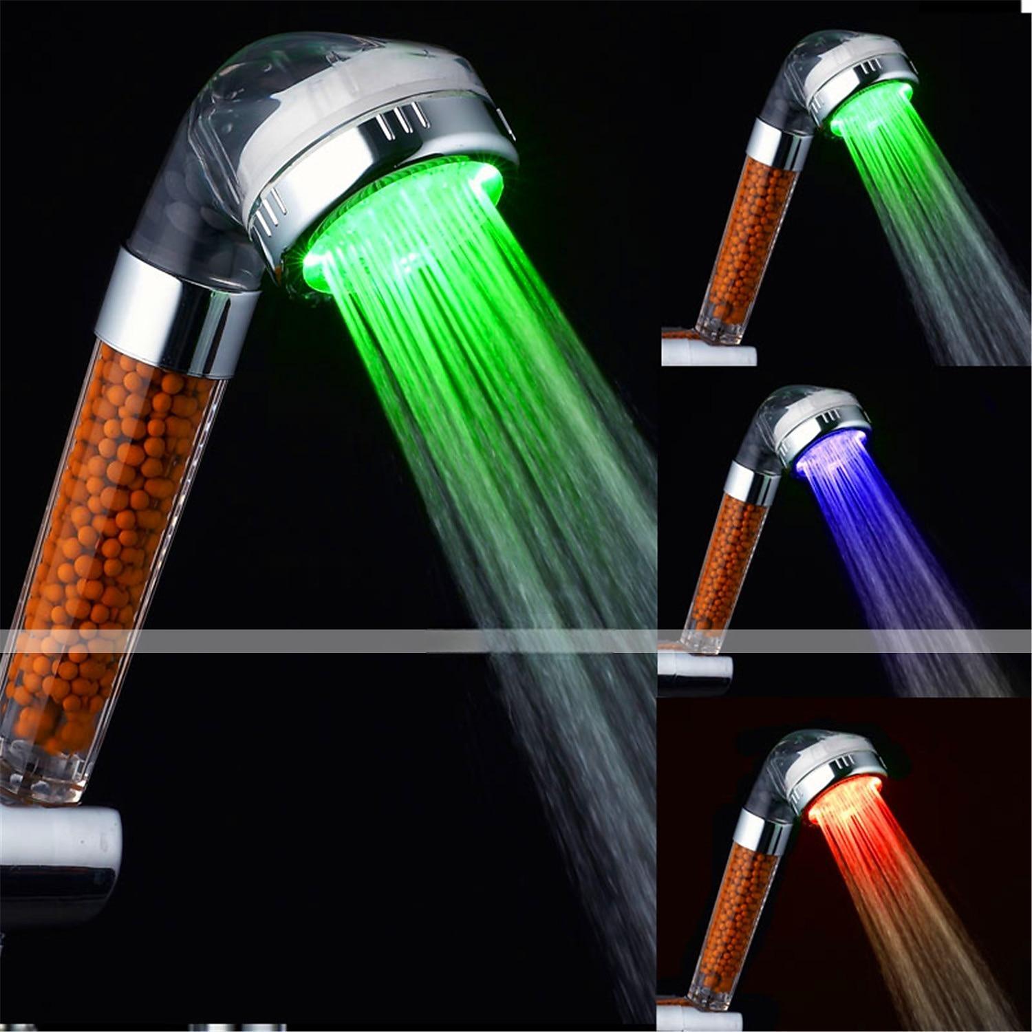 3-Color Temperature Sensitive LED Color Changing Hand Shower / ABS Water Powered Color Changing LED Hand Shower High Quality 2025 - CAD $11.99 –P2