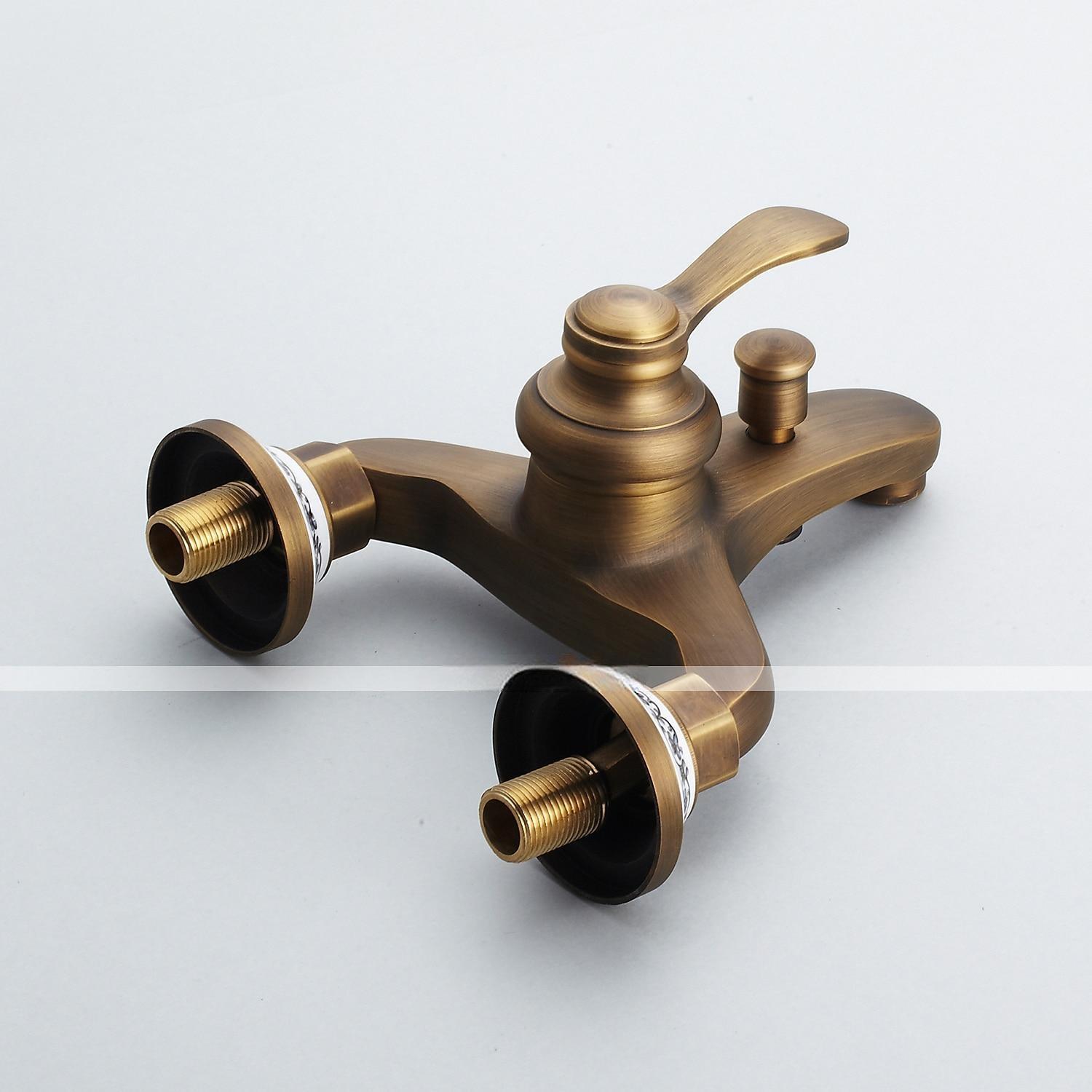 Shower Faucet / Rainfall Shower Head System Set - Handshower Included pullout Vintage Style / Country Antique Brass / Electroplated Mount Outside Ceramic Valve Bath Shower Mixer Taps / Single Handle 2025 - CAD $143.99 –P6